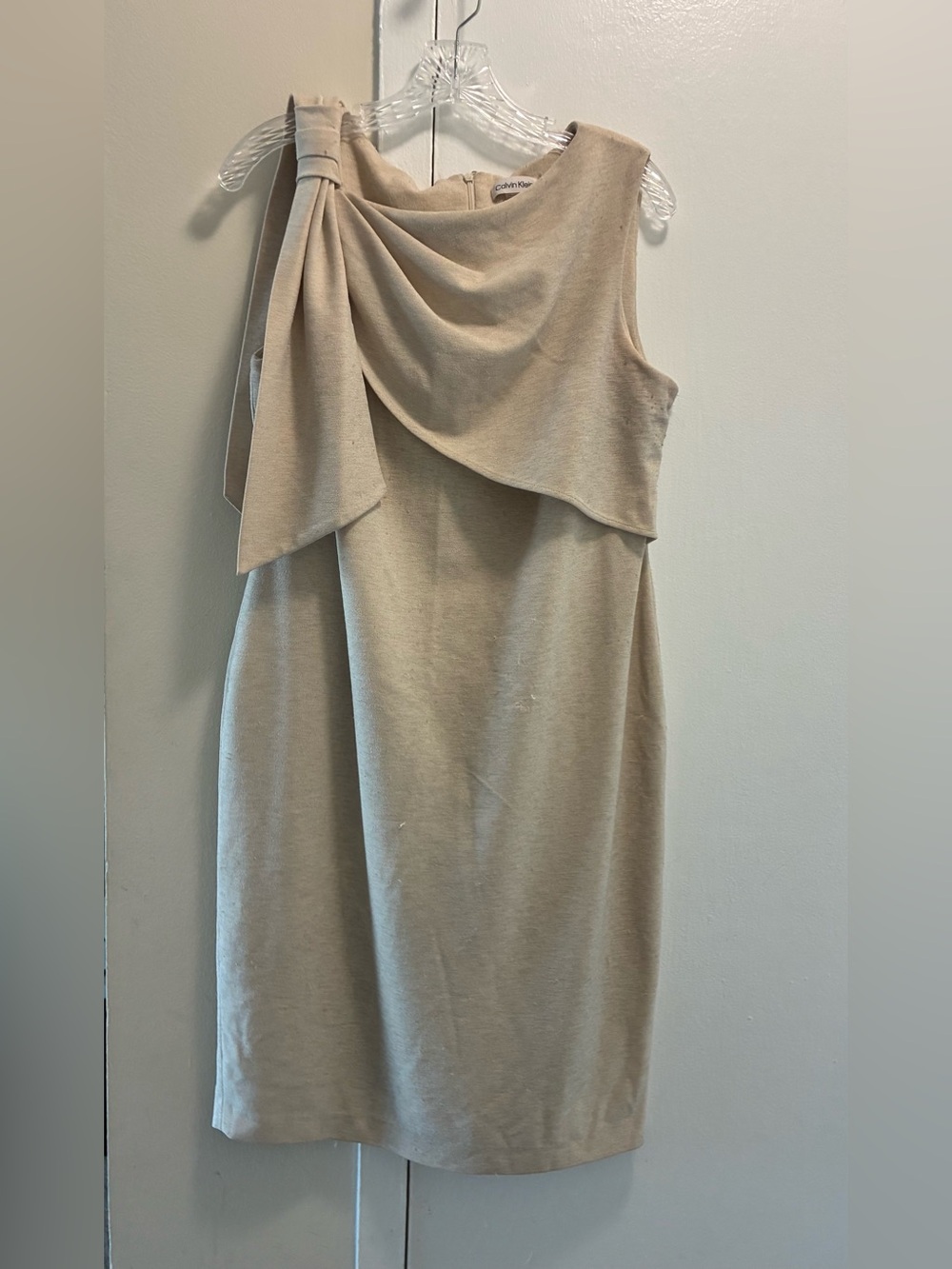 Calvin Klein Sandstone Draped Sleeveless Midi Dress